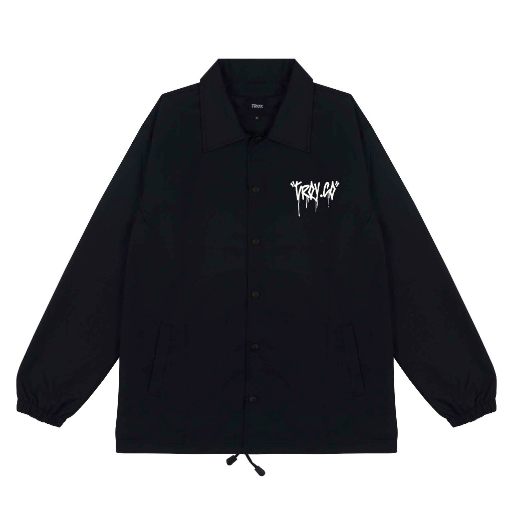 Troy Company Coach Jacket Black Quotation - Jaket Pria Windbreaker Hitam WNN 2655