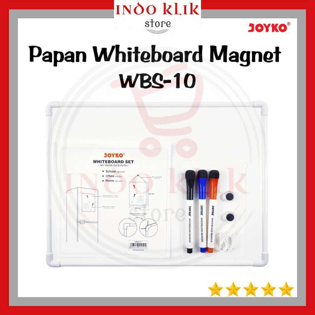 

Papan Tulis WBS-10 Set Magnetic Gantung Joyko / Papan Whiteboard Putih Magnet Tempel Besi Kulkas