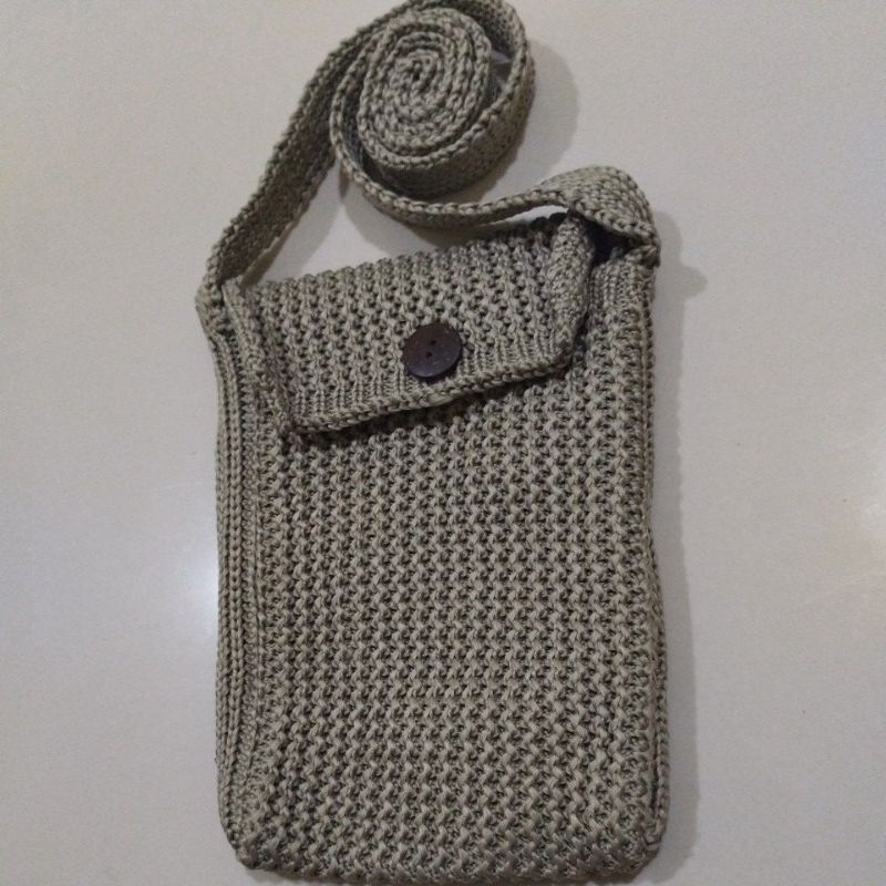 Tas Rajut selempang HP polos /tas rajut /Slingbag