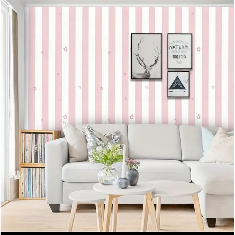 WALLPAPER STIKER DINDING SALUR BINTANG PINK