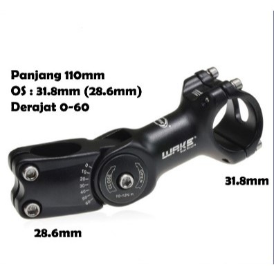 Wake Stem Sepeda MTB Rise Adjustable 0-60 Derajat 110mm OS 31.8mm
