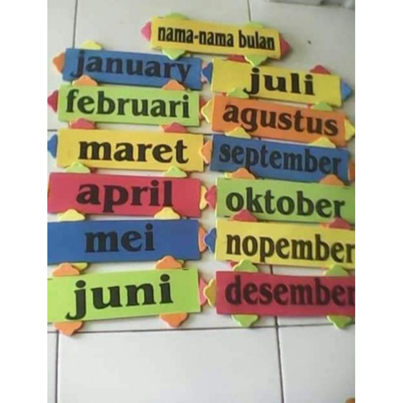 Hiasan Dinding Kelas Nama Bulan Spon