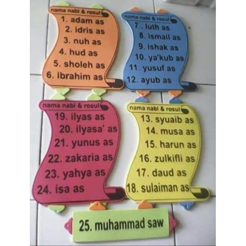 Hiasan Dinding Kelas Nama Nabi spon