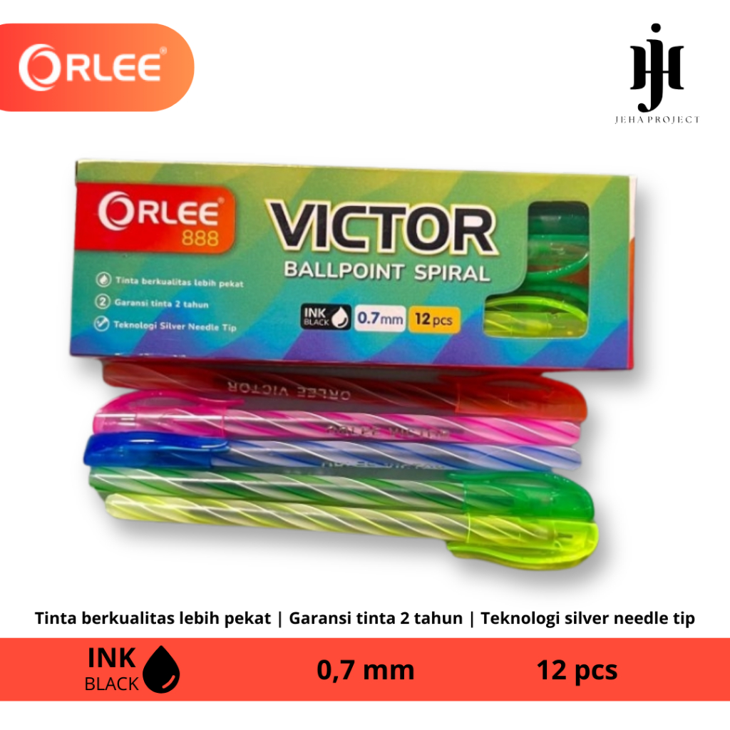 

Ballpoint spiral ORLEE VICTOR berkualitas 12 pcs