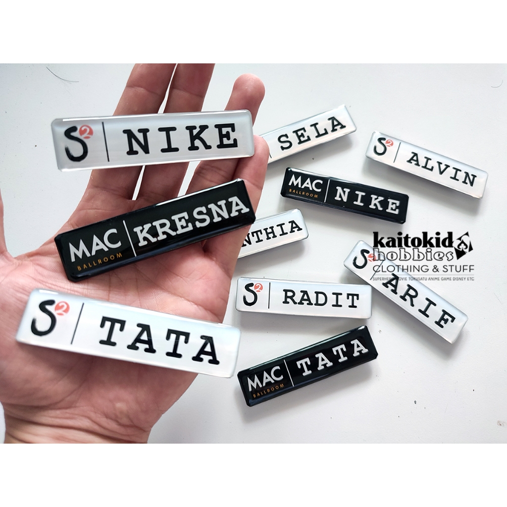 

Name Tag Magnet Nama Dada Nametag Stainless Resin bisa custom desain
