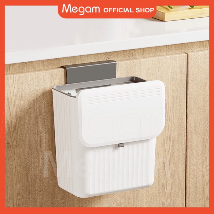 RAIH DISKON MEGAM Tempat Sampah Dapur Gantung Tong Sampah Plastik Wadah HSB64  9L Cream