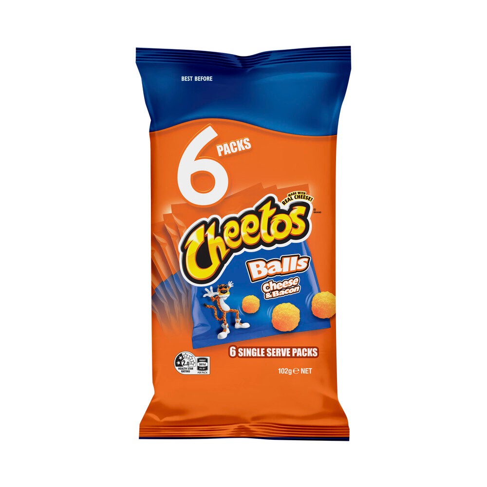 

Cheetos Cheese & Bacon Balls 6 pack | 102g Australia