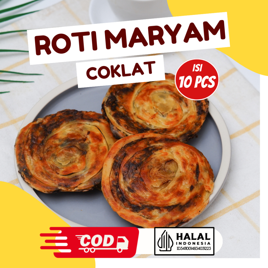 

Roti Maryam Coklat isi 10, Roti Cane, Roti Canai Frozen Rasa Coklat