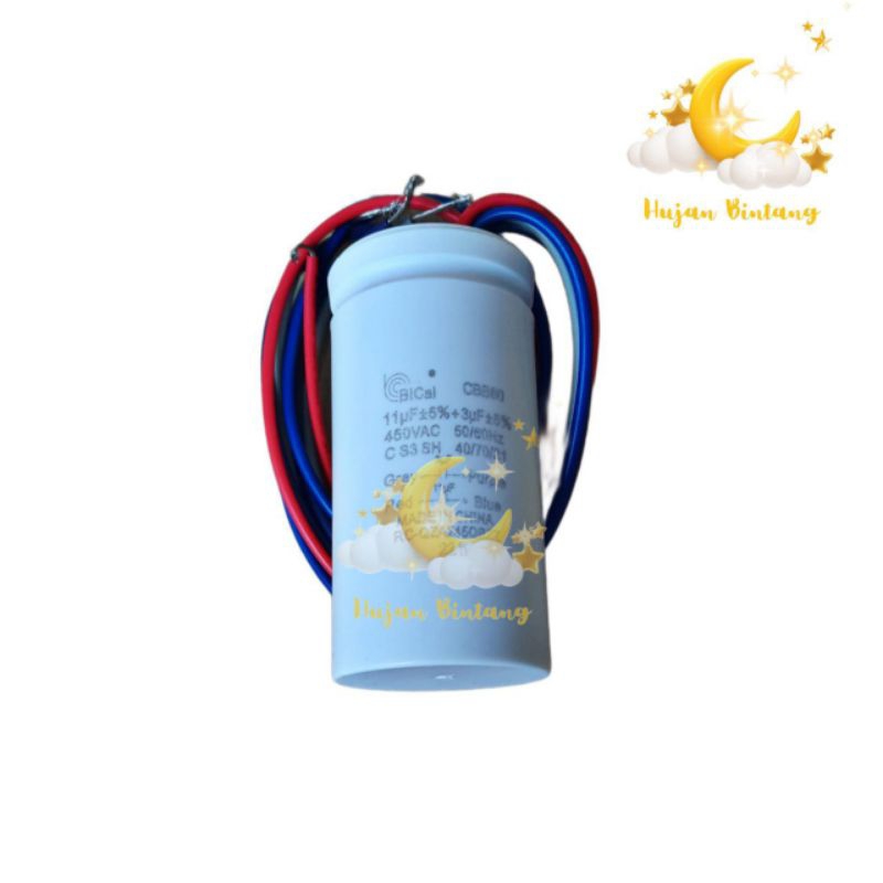 KAPASITOR MESIN CUCI SHARP 2 TABUNG CBB60 450VAC 11+3UF CAPASITOR MESIN CUCI SHARP 2 TABUNG 6KG 7KG 