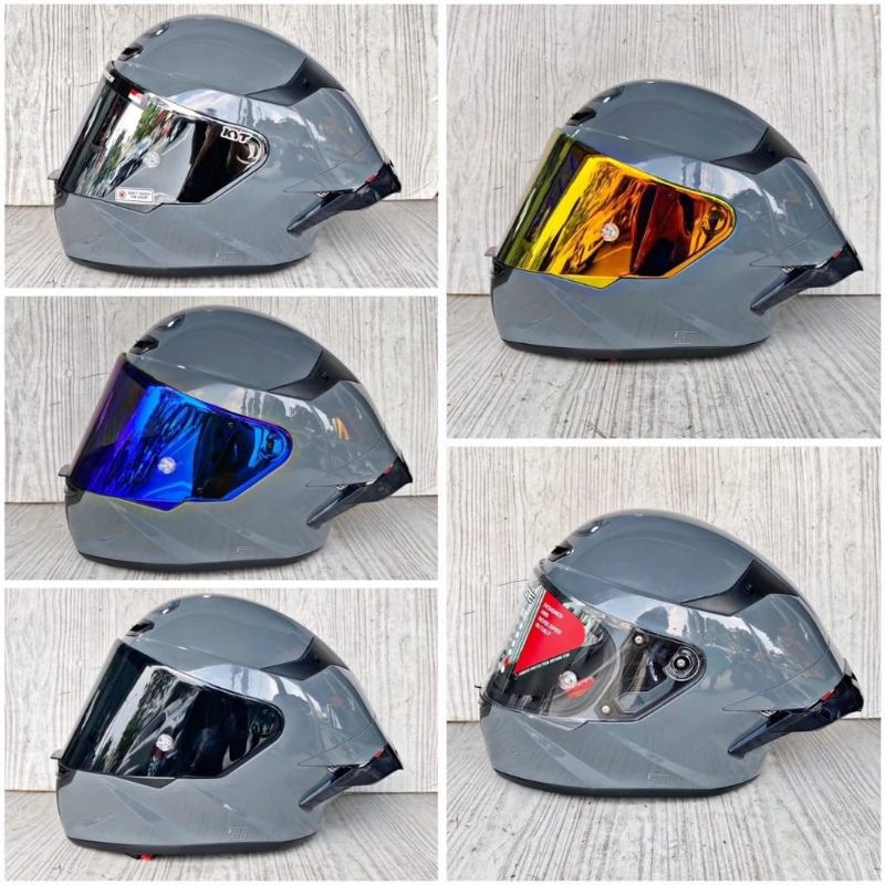 HELM KYT TT COURSE SOLID GORILA GREY PAKET GANTENG