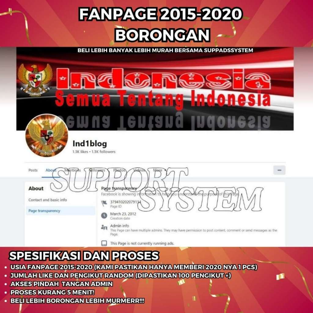 Halaman Fanspage Facebook Tua/Old 2013-2023 Borongan Terpercaya Termurah