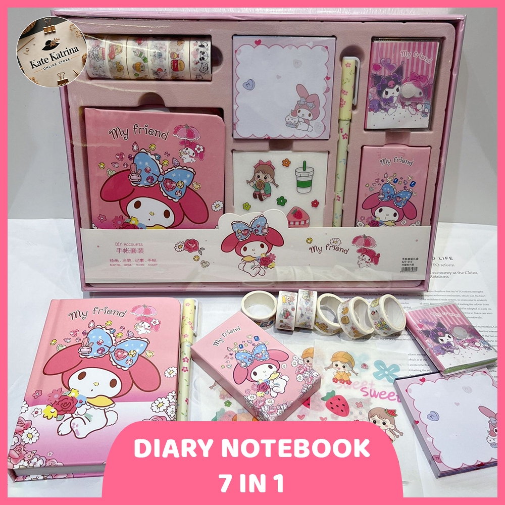 

KK Paket Alat Tulis 7 In 1 Diary Notebook Sanrio