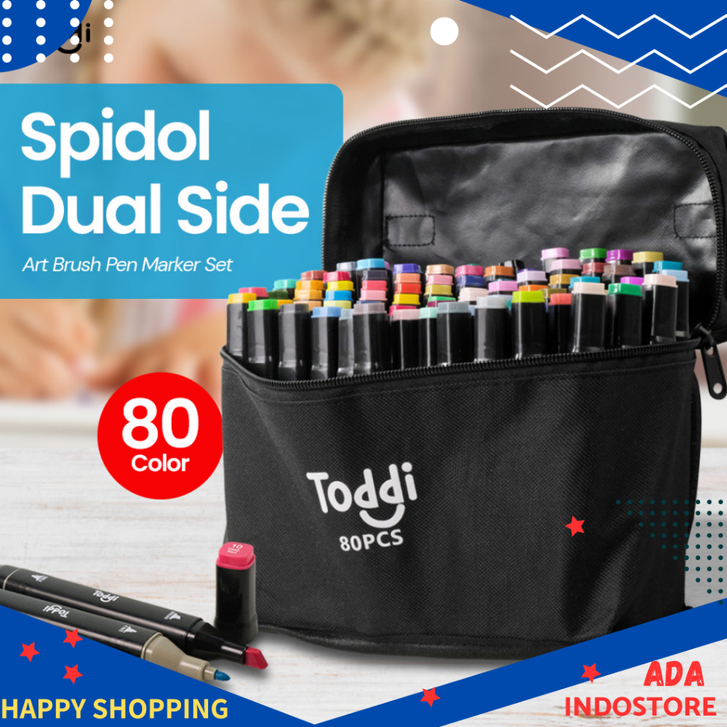 

Toddi Dpidol Dua Sisi Spidol Dual Side Fine Art Brush Pen Art Marker Set 80 Color