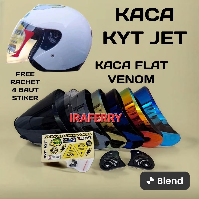 kaca helm KYT JET | flat visor venom helm kyt jet