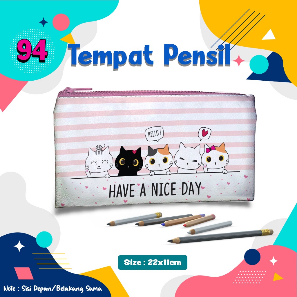 

Pencil Case motif kucing 094 Animal Cute Tempat Pensil Kostak Kotak wadah Pouch dompet