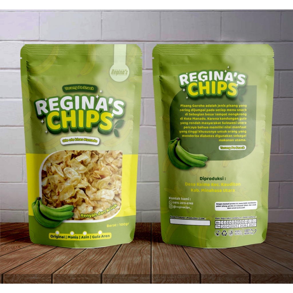 

Regina's Chips Keripik Pisang Goroho Rasa Gula Aren 100gr - Ole Ole Khas Manado