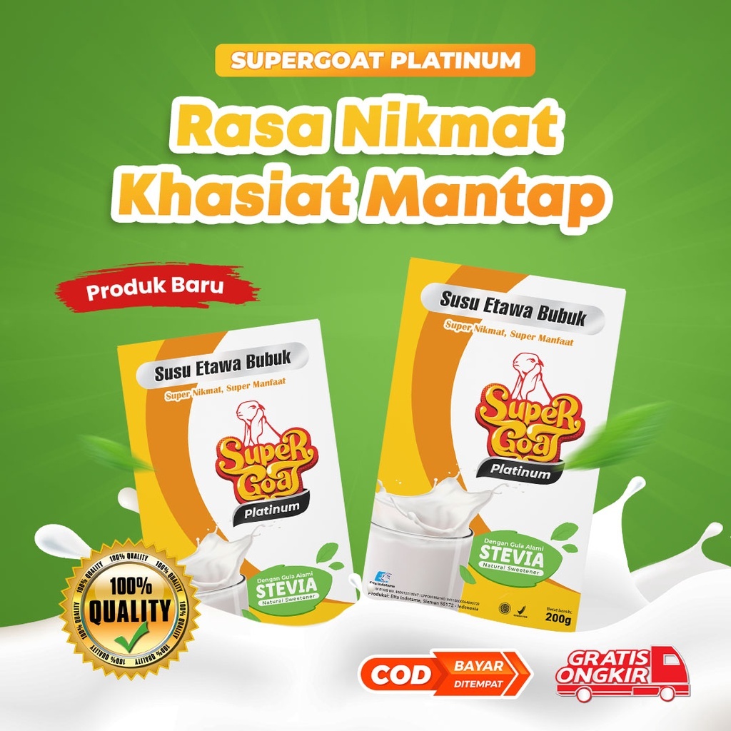 

Supergoat Stevia Platinum 200gram (Paket 2 Box) Susu Kambing Supergoat khusus Diabetes Original