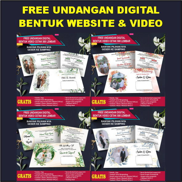 Undangan Pernikahan Aesthetic Undangan Pernikahan Murah Kertas BC 150 Gr