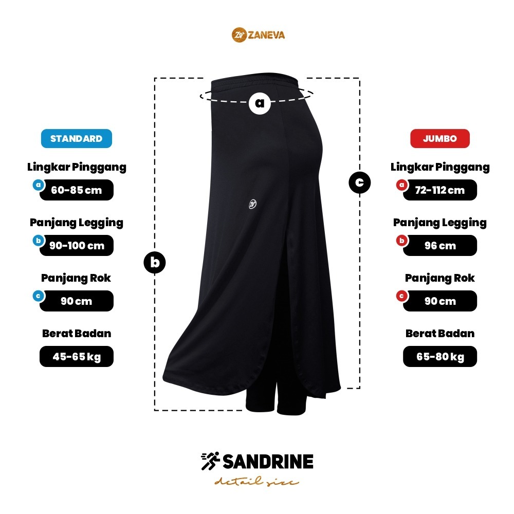 MURAH ZANEVA SPORTWEAR ORI - INARA LEGGING ROK PANJANG SPORTY LL SANDRINE, CECILE MODIS, ADEM &
