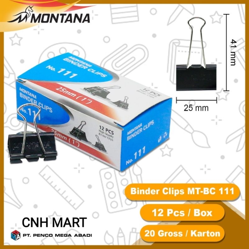 

Binder Clip NO 111 Montana - Clip Kertas NO 111 - Penjepit Kertas N0 111 Montana - Pacman