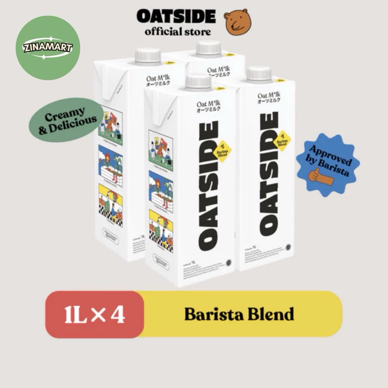 Susu Oatside 1 liter 1 dus isi 4pcs | Susu Oatside 1 liter | Susu Oatside Barista Blend | Susu Oatsi