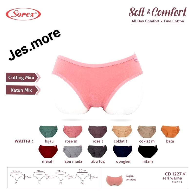 Sorex 1227 CD Celana Dalam Wanita Katun Sepinggul Mini M - 2XL