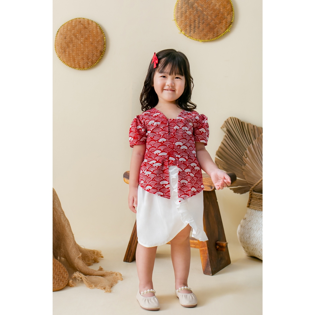 Setelan Batik Anak Perempuan | Kebaya Batik Anak | Kebaya Anak Merah Putih Modern | Kartini Batik An
