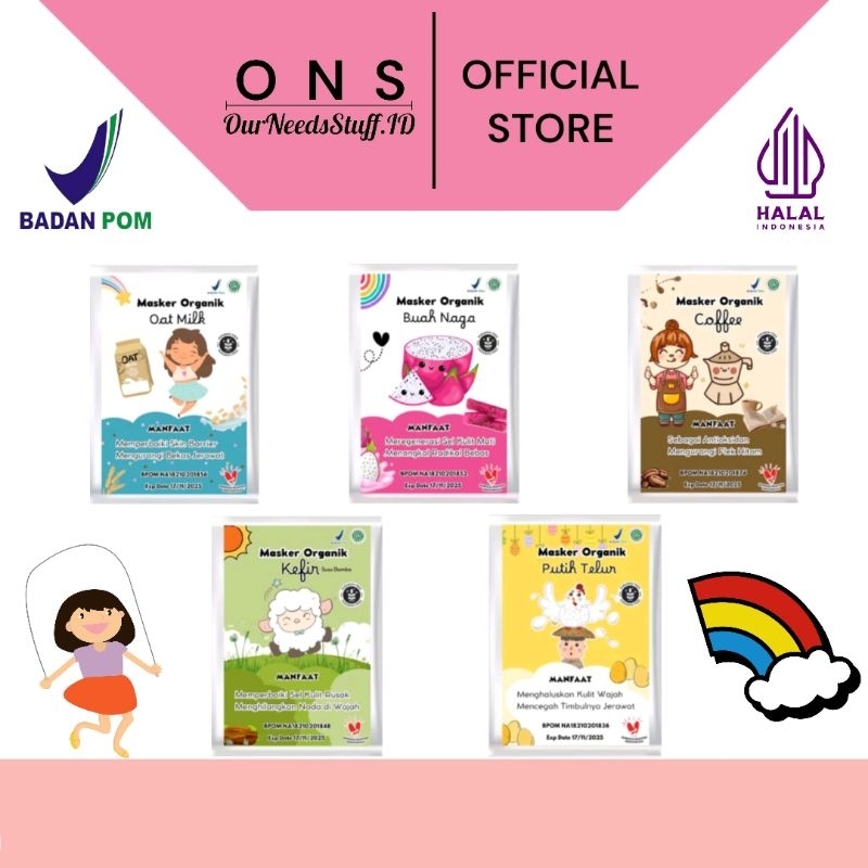 BPOM |  Masker Wajah Organik Travel Size Masker Wajah anak by kiyomask