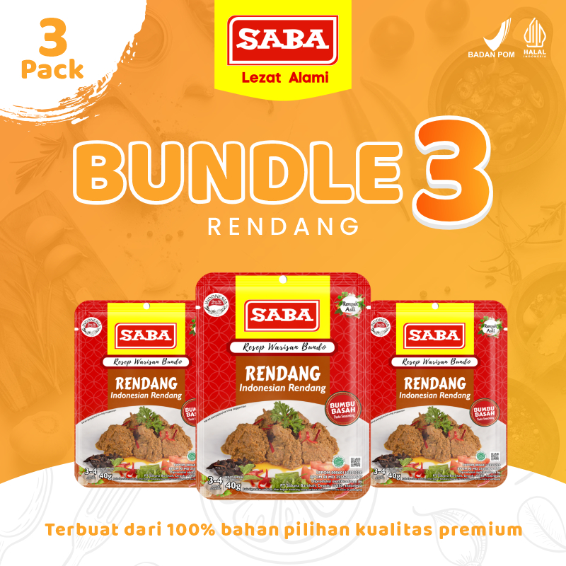 

SABA - 3 Pcs Bumbu Rendang 40g BPOM Siap Pakai Tanpa Pengawet