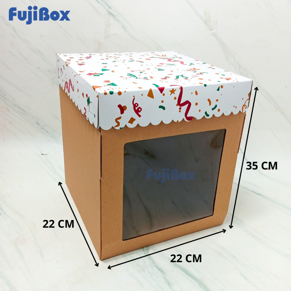 

( 5 Pcs ) KOTAK BOX DUS KUE TART TINGGI 22 x 22 x 35 TUTUP MOTIF PARTY