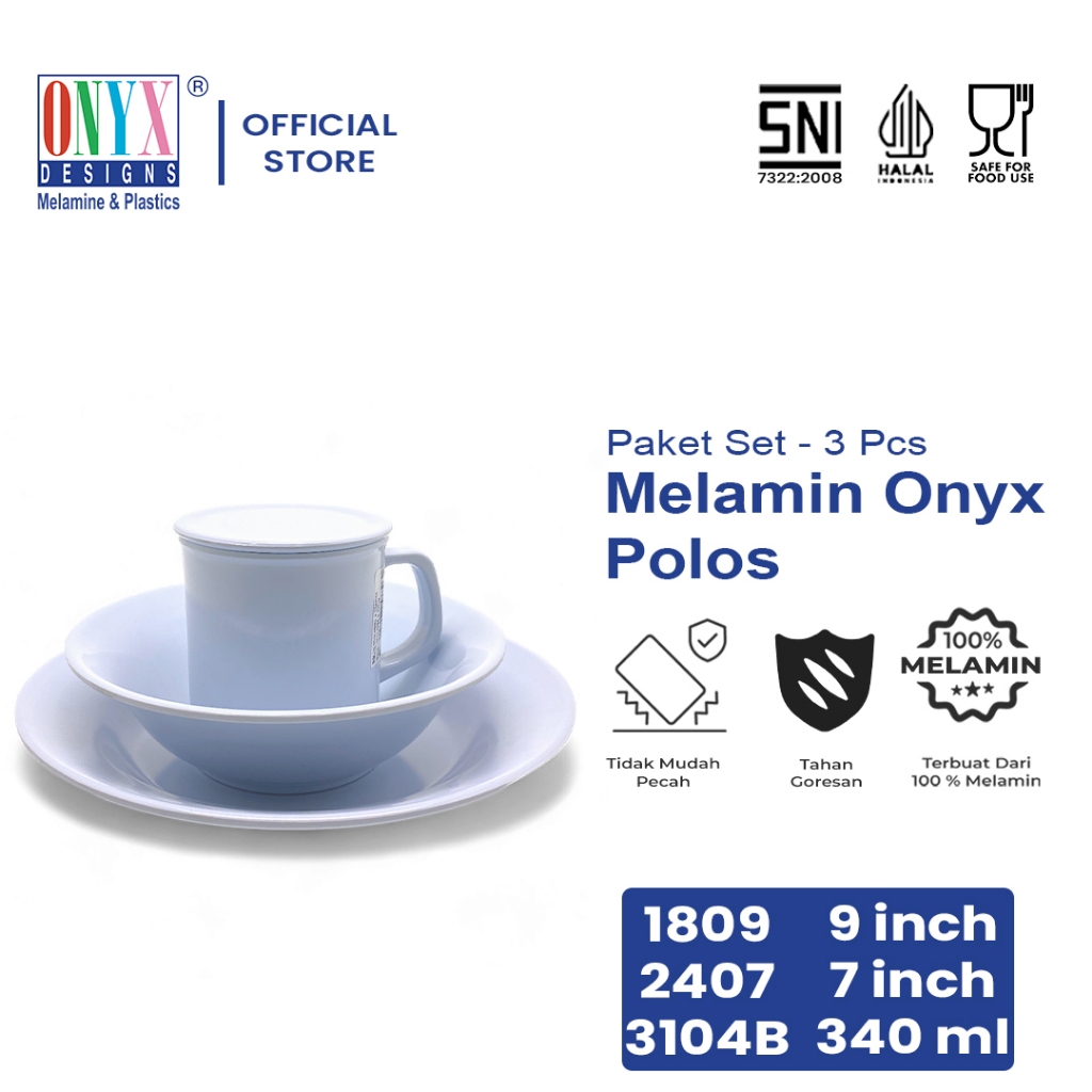 Onyx, Paket Set Alat Makan Food Grade : Melamin, SNI, Polos