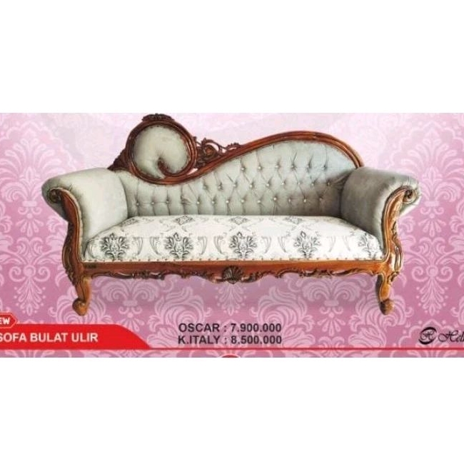 Kursi Sofa Santai Bale-Bale Kayu Jati Jepara Bulat Ulir