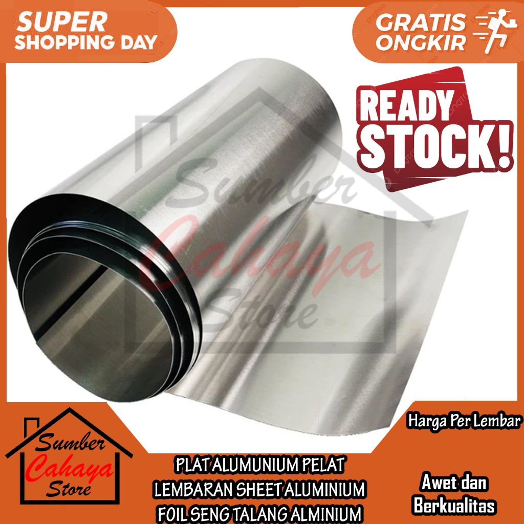 [Instant] Plat Lembaran Aluminium Pelat Lembar Sheet Alumunium Foil Seng Talang 0,70 mm - 3,00 mm PL