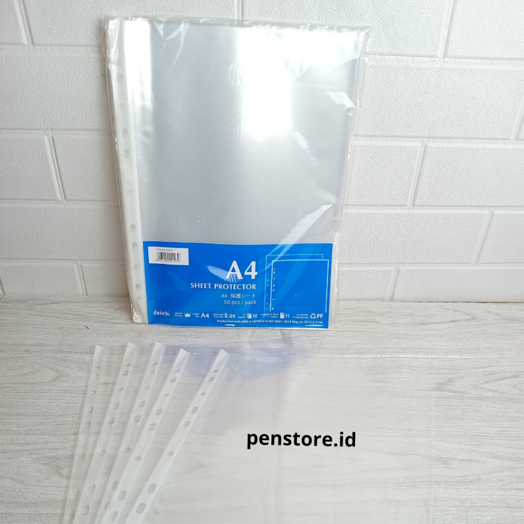 

(pack = 50 lembar) PP Pocket DAIICHI A4 Isi 50 - Sheet Protector Clear