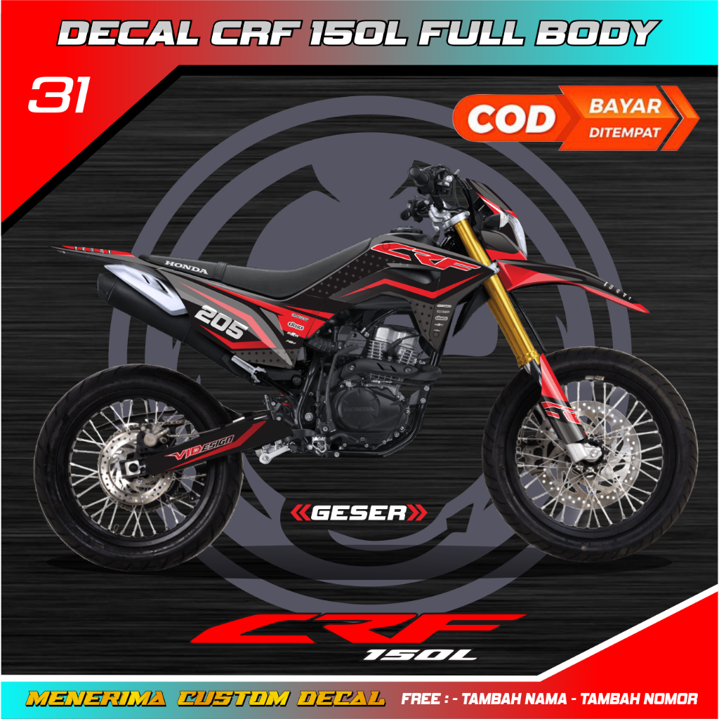 Decal Stiker Crf 150 L Full Body Hologram Merah