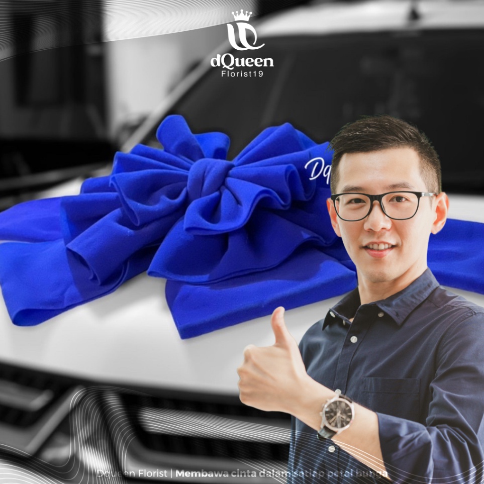 KODE M16D DQueen Florist Dekorasi Pita Hiasan Mobil Crystal WIng Jumbo Aksesoris Pengantin Baru Moti