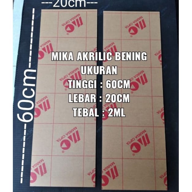 

KODE C73N Mika akrilik bening lembaran ukuran panjang 6cm lebar 2cm tebal 2mm