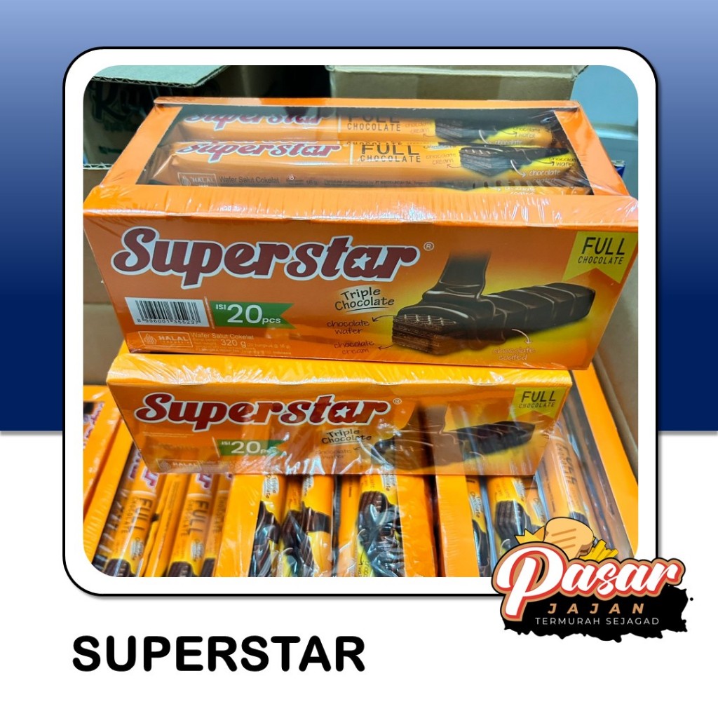 

Superstar | Wafer Superstar | Wafer Cokelat Isi 20pcs X 16gr