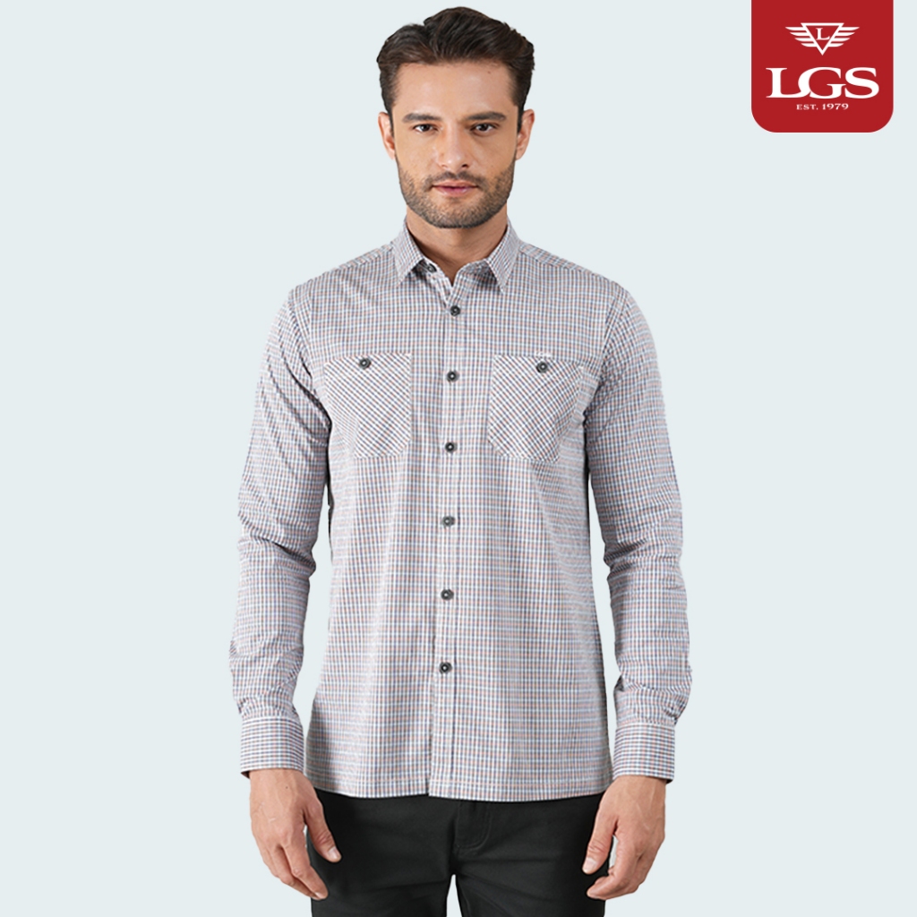 LGS - Kemeja Casual Pria - Lengan Panjang - Kotak-Kotak - Abu Muda - CSH.270.K002.003.C L/S