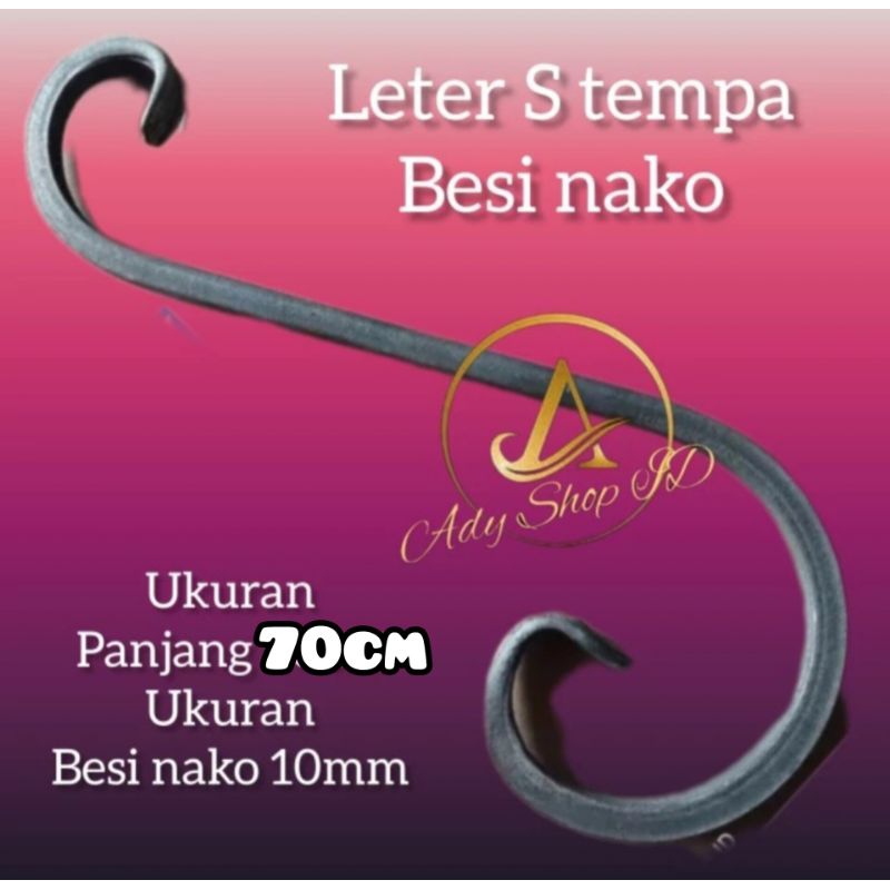 ukuran panjang 70cm leter s tempa besi nako komponen pagar besi