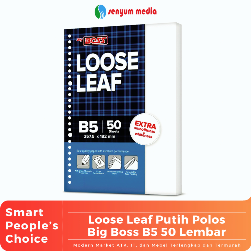 

Loose Leaf Putih Polos Big Boss B5 50 Lembar (1 Pcs Isi 50 Lembar) (S:PCS)