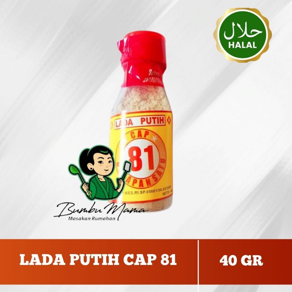 

Lada Putih Bubuk Botol 40gr Cap 81 / Bubuk Lada Putih Botol