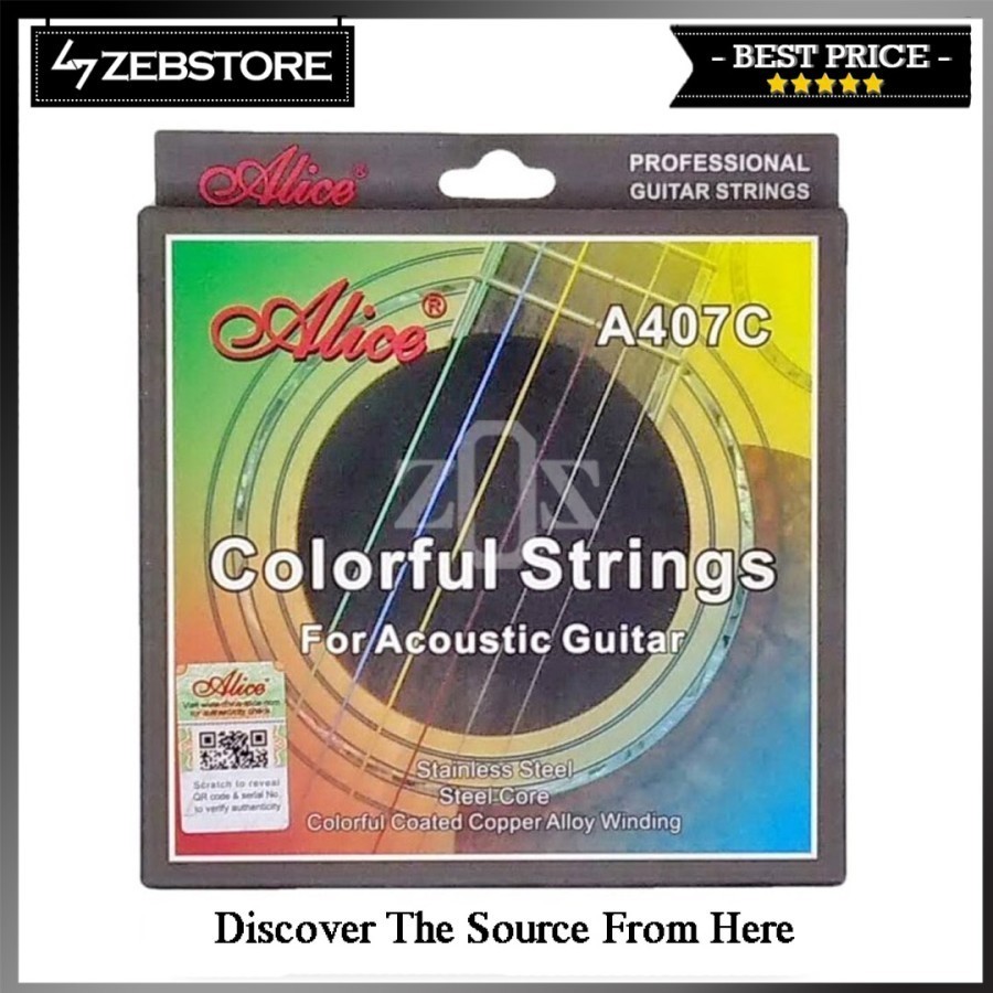 Senar String Gitar Acoustic Alice A407C Colorful 6 String