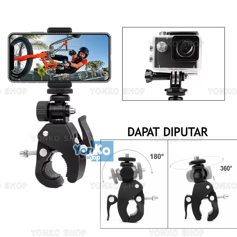 CCU Universal Holder Crab Clamp plus U Penjepit Tripod Ring Light Stand / Arm Crab Clamp Mount holde