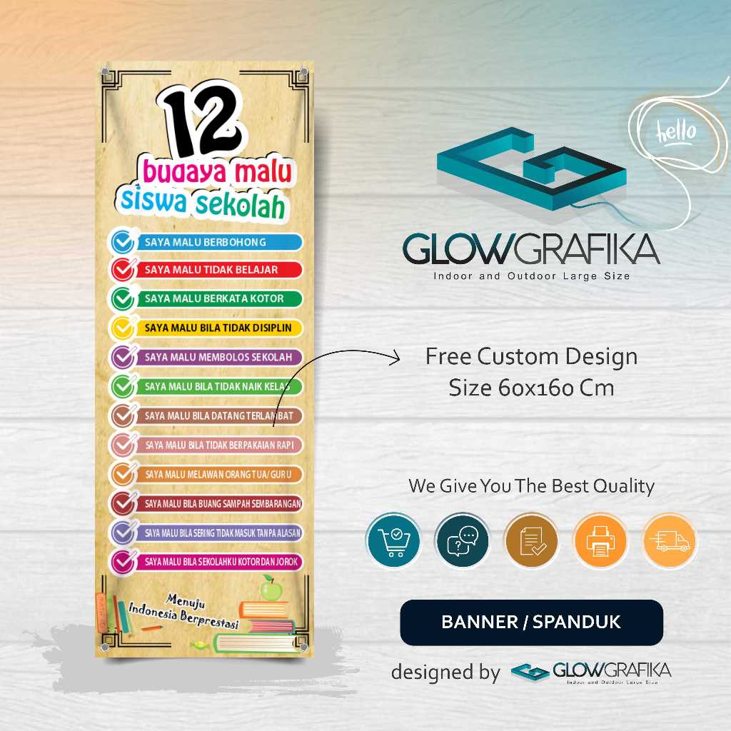 Cetak Spanduk Banner 10 Budaya Malu Siswa Cream