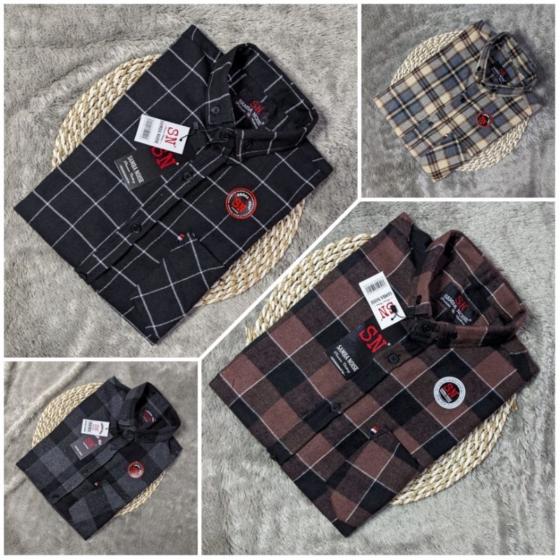 KEMEJA TARTAN PRIA LENGAN PENDEK KEMEJA KOTAK KOTAK LENGAN PENDEK