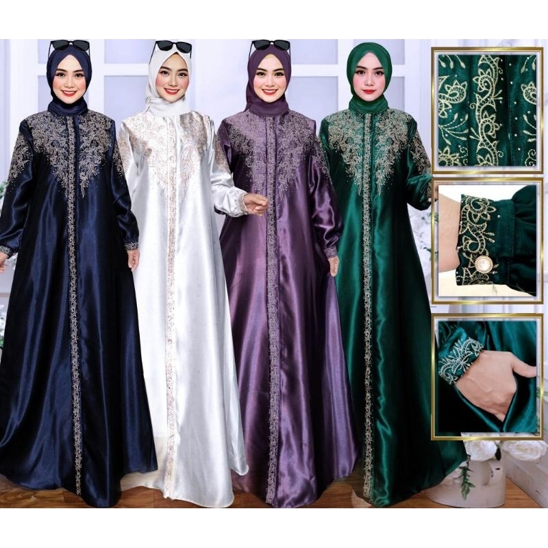 GAMIS SULTAN  TERBARU VIRAL 2024 SATIN BORDIR PREMIUM / GAMIS PESTA TERBARU KEKINIAN/ GAMIS BORDIR S