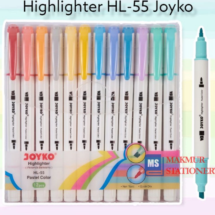 

KODE S92V HighlighterPenanda Joyko Pastel 12 Warna 1 Set HL55