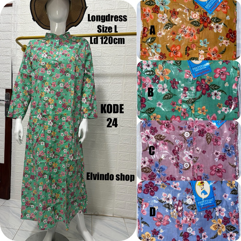 Longdress Lengan panjang/Daster Katun Motif Bunga pretty girl busui frendly