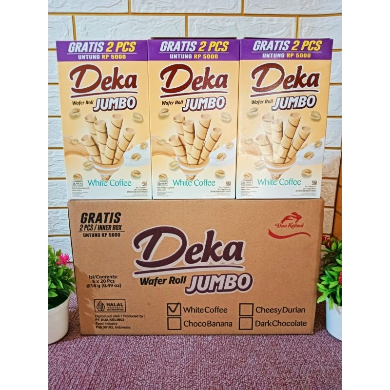 

Snack Deka Wafer Roll Jumbo Rasa White Coffe Isi 20 Pcs X14GR Perbox